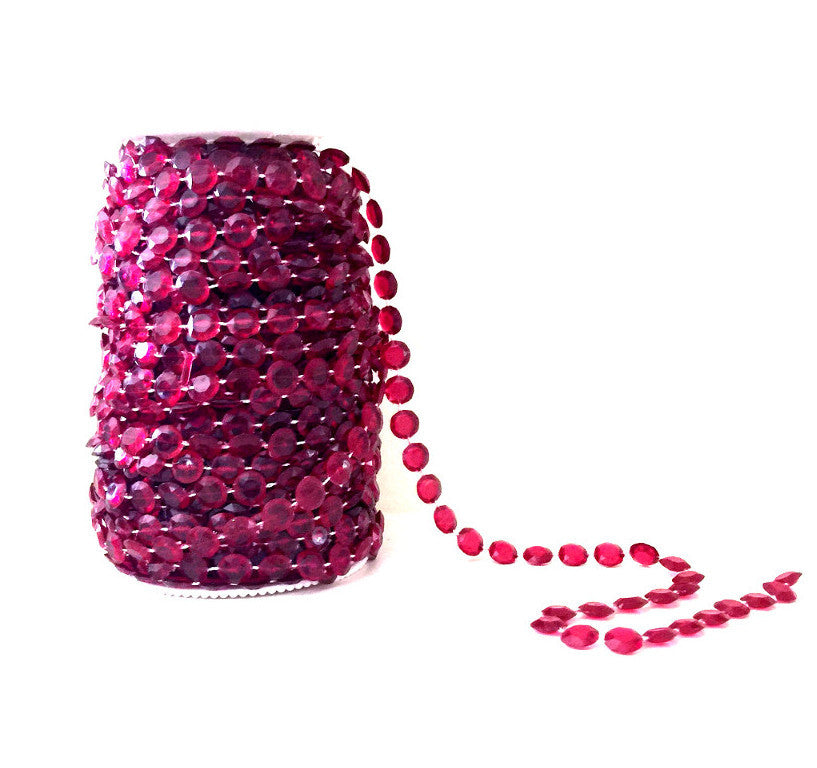 99 Feet of Burgundy Beads on a Spool -- Wedding Beads Roll -- Small Diamond Cut
