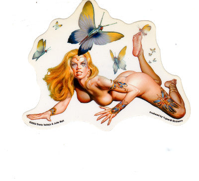 Boris Vallejo + Julie Bell Nude Butterfly Bombshell Woman Sticker Decal