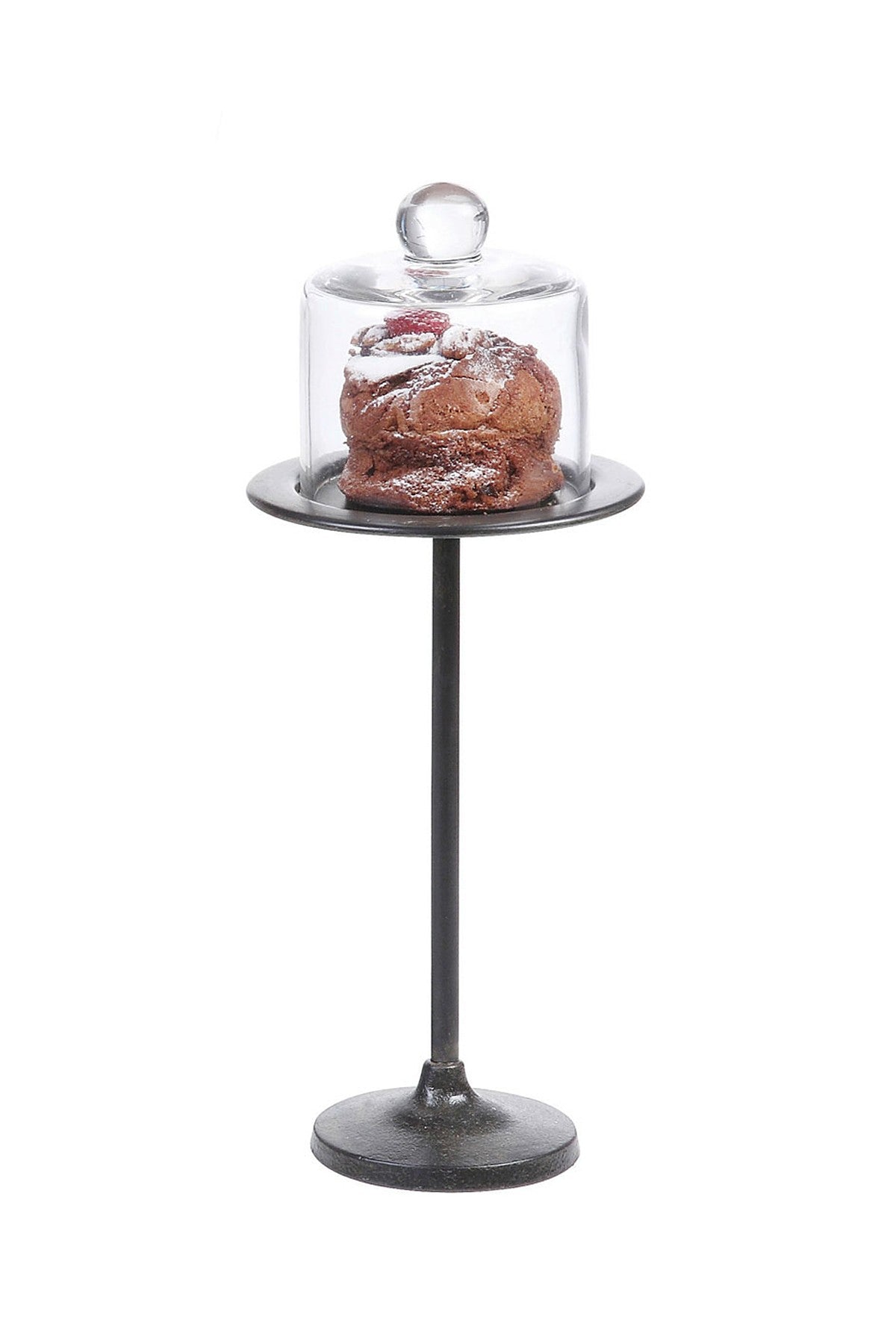 Tall Metal Bakery Cupcake Stand with Glass Cloche