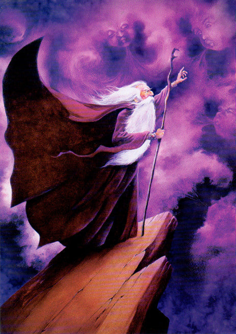 Calling the Storm Wizard Greeting Card