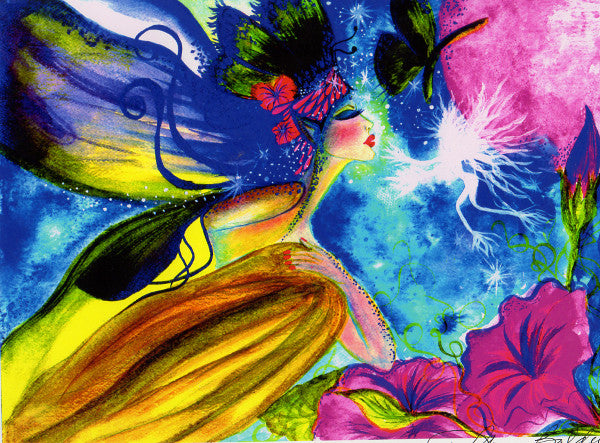 Sherri Baldy Colorful Fairy Greeting Card -- Hand Embellished
