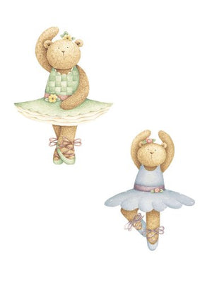 Wallies Debbie Mumm Ballerina Bears Wallpaper Cutouts