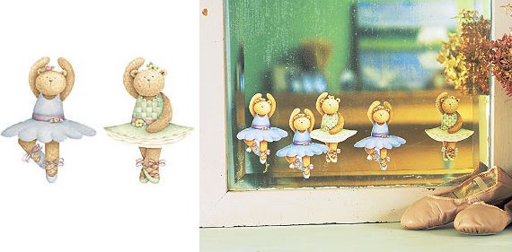 Wallies Debbie Mumm Ballerina Bears Wallpaper Cutouts