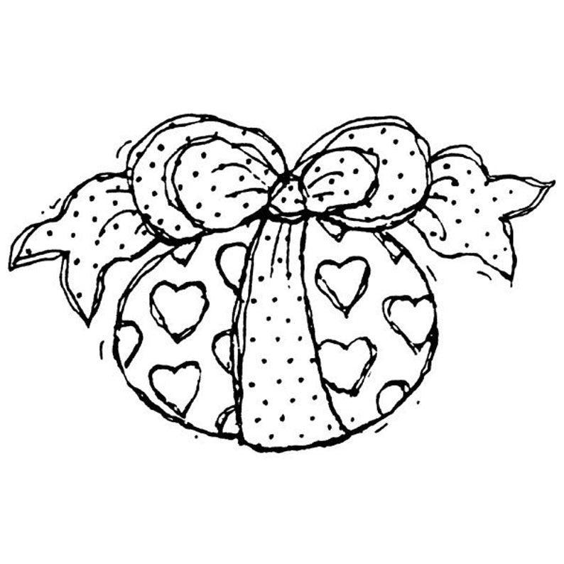 Easter Egg with Hearts and Ribbon Wood Mounted Rubber Stamp