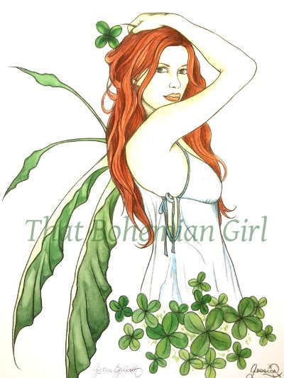 Jessica Galbreth Faery of Good Luck Limited Edition Fairy Print -- 11 x 14