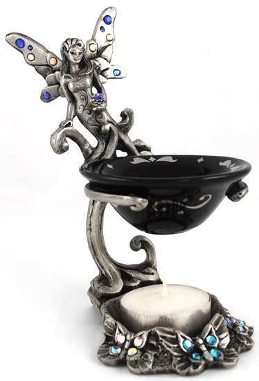 Pewter Fairy Aromatherapy Oil Diffuser Burner or Crystal Ball Stand