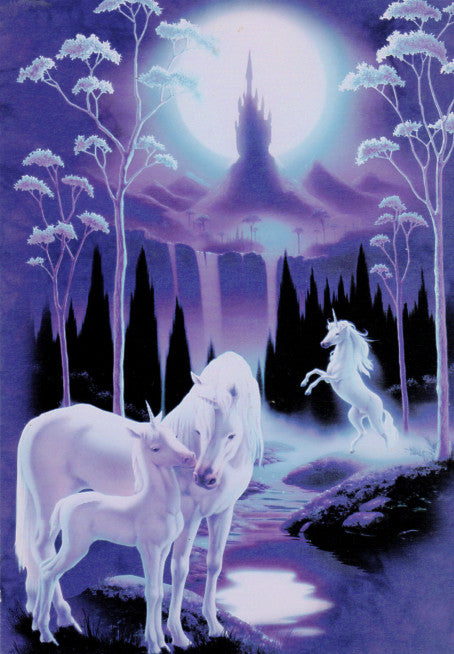 Family of Unicorns with Castle Greeting Card