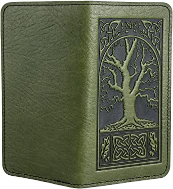 Oberon Leather Fern Green Celtic Oak Checkbook Cover