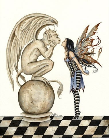 Amy Brown The Kiss Gargoyle & Fairy Print -- Limited Edition 11 x 14
