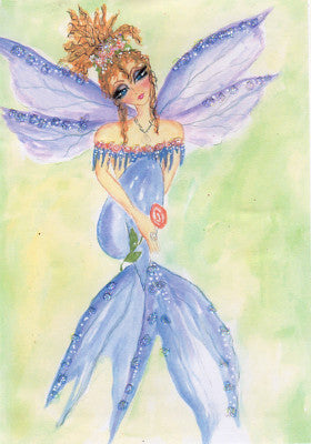 Sherri Baldy Glitter Mermaid Fairy Signed Hand Embellished Greeting Card