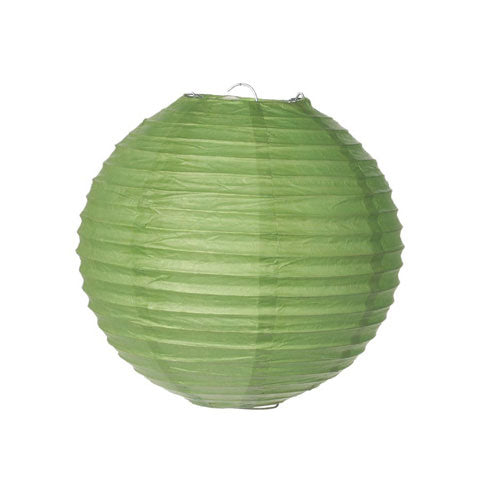 Green 8 Inch Round Paper Lantern -- Set of 10