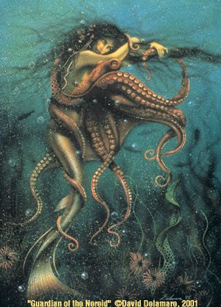 David Delamare Mermaid Guardian of the Nereid Greeting Card