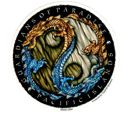 Round Guardians of Paradise Pacific Islands Dragon Yin Yang Sticker