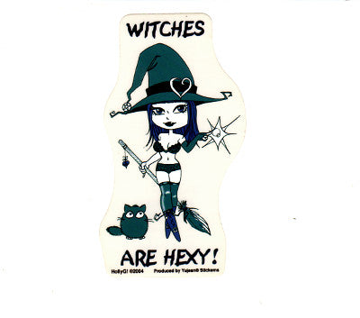 Holly Golightly Witches are Hexy Cat Broom Sticker