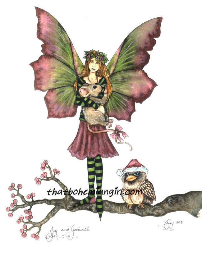 Amy Brown Joy + Goodwill Fairy Print, Holiday Art