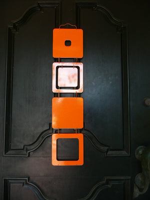 9 Kenneth Wingard Mobileo Retro Orange Metal Linking Panels, Mid Century Design