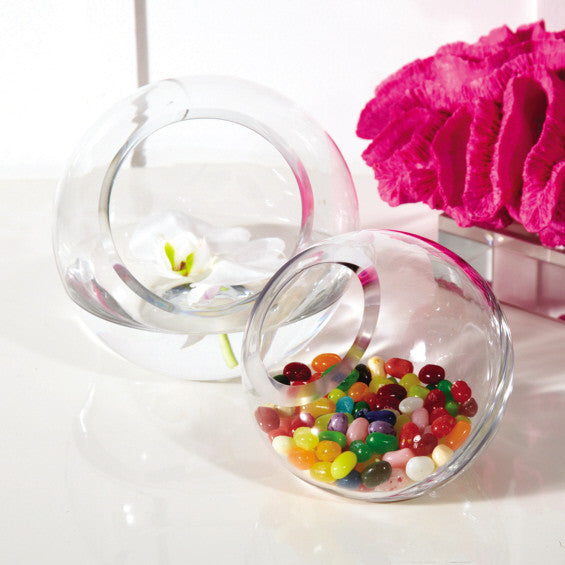 Large 5 Inch Glass Ball Tabletop Candle Holder Vase