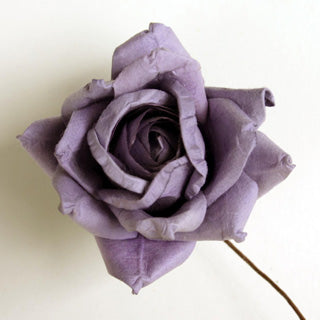 5 Lilac Bendable Handmade Parchment Paper Long Wired Stemmed Roses