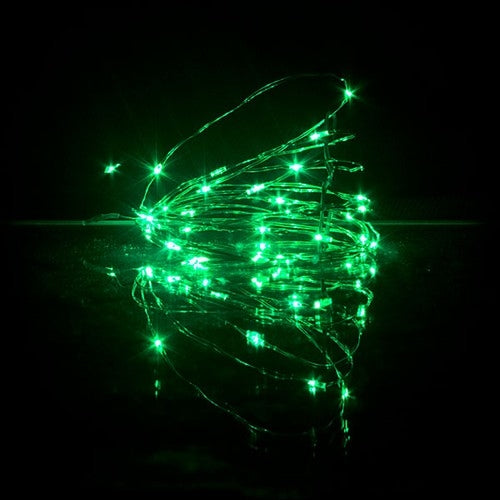 6.5' Bendable Copper Wire Light Moss Green Tiny String Lights -- Battery Operated