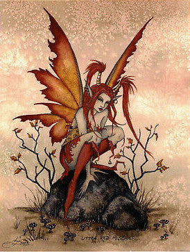 Amy Brown Little Red Mischief Fairy Postcard