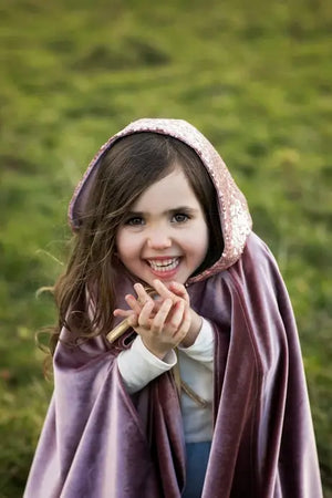 Handmade Hooded Magic Cape, Plum Velour with Sequins