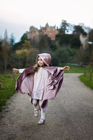 Handmade Hooded Magic Cape, Plum Velour with Sequins