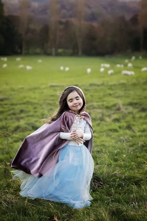 Handmade Hooded Magic Cape, Plum Velour with Sequins