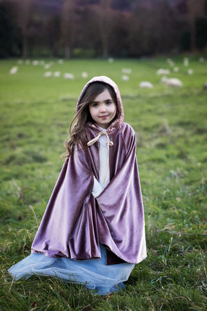 Handmade Hooded Magic Cape, Plum Velour with Sequins