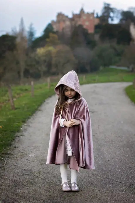 Handmade Hooded Magic Cape, Plum Velour with Sequins