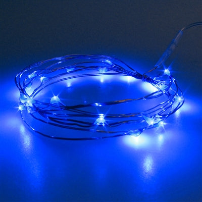 6.5' Bendable Copper Wire Marine Blue Tiny String Lights -- Battery Operated