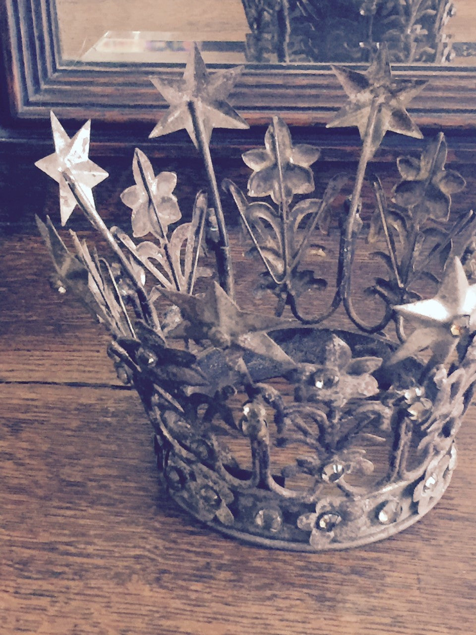 Antiqued Metal Flower + Stars Jeweled Crown Santos Corona -- 2 Sizes - That  Bohemian Girl