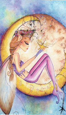 Sherri Baldy Moon Fairy Greeting Card -- Hand Embellished Signed