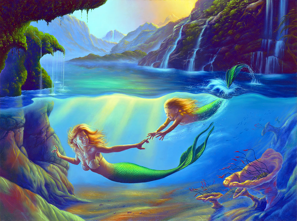 Jim Warren Mother and Child Mermaid Greeting Card