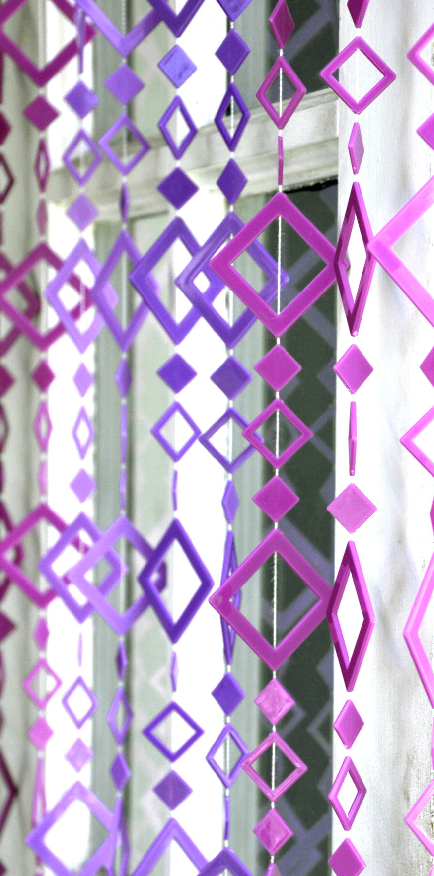 Beaded Curtain Multi Purple Geometric Diamond Shape Bead Door Covering