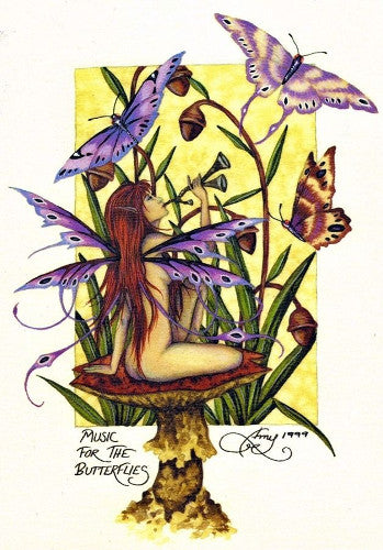 Amy Brown Music for the Butterflies Fairy Postcard