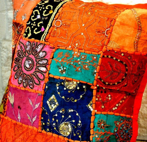 Bohemian Pillow Cover -- Orange