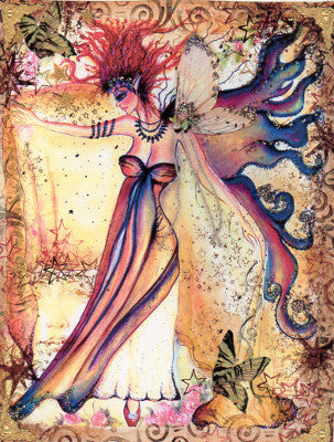 Sherri Baldy Night Flame Fairy Signed Hand Embellished Greeting Card