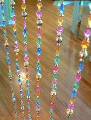 6' Bohemian Rainbow Pastel Beaded Curtain, 12 Inches Wide
