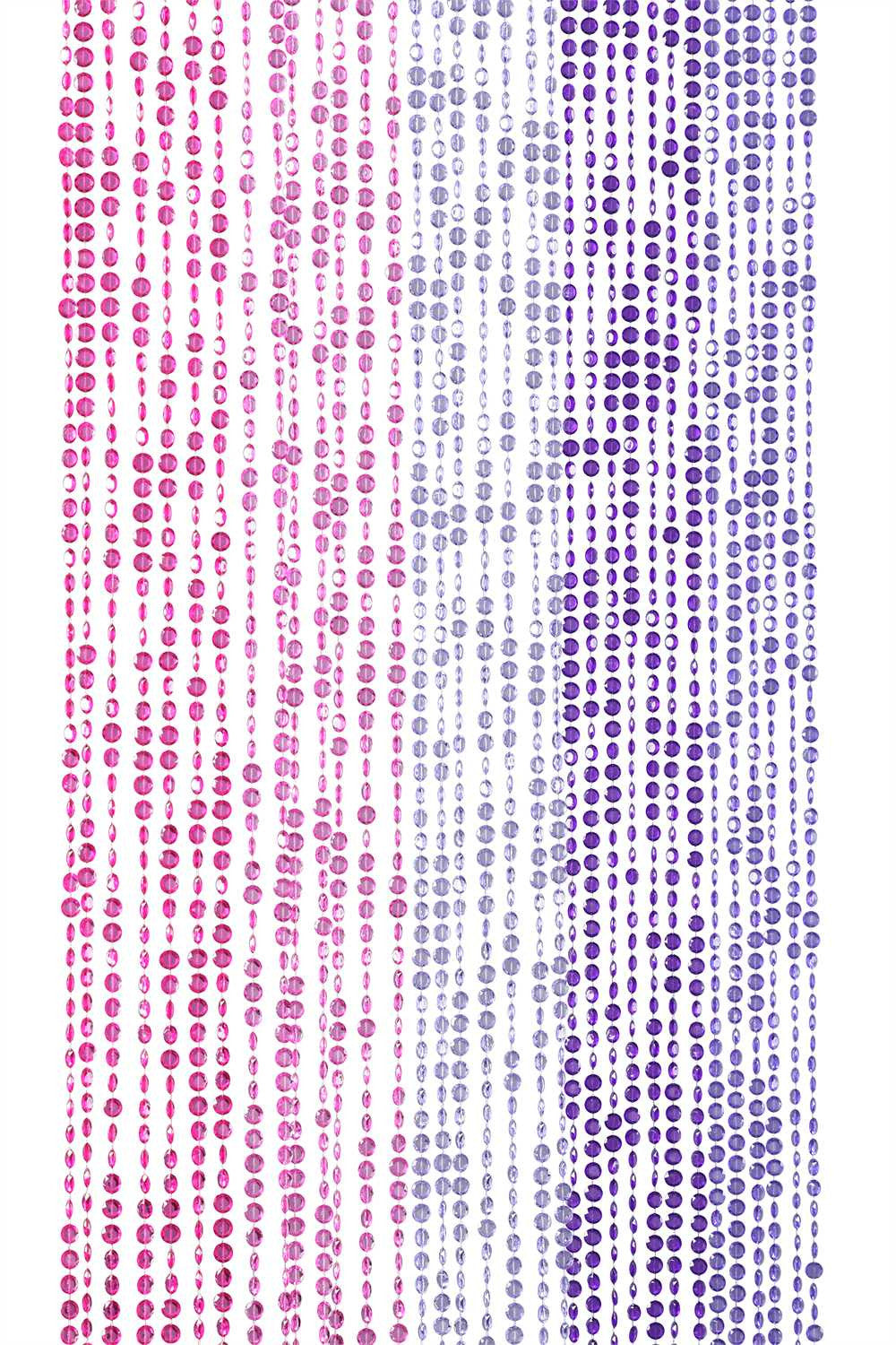 6' Purple and Pink Beaded Curtain, Small Diamond Cut Shapes