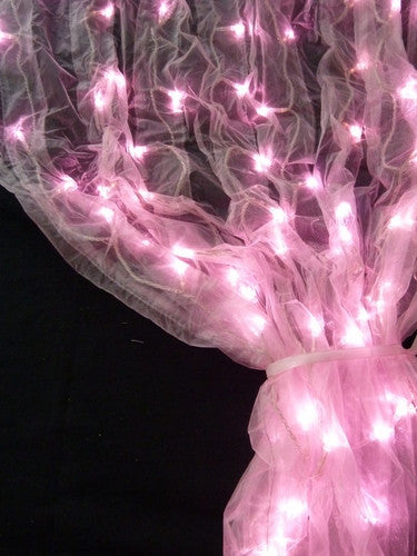 12' Organza Curtain with Pink LED Lights