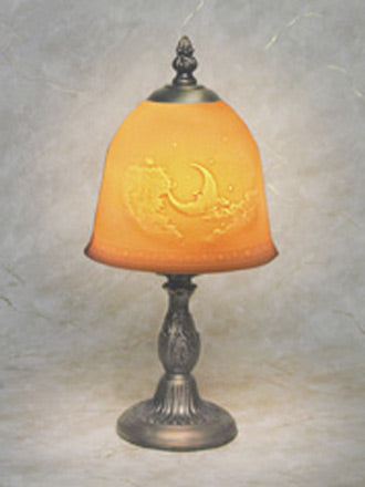 Domed Moon Lamp, Porcelain Garden Lithophane Light