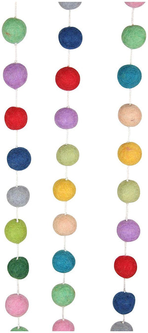 6' Merry Merry Muted Colors Felted Pom Pom Garland