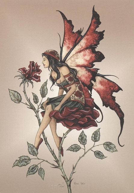Amy Brown Red Rose Fairy Postcard