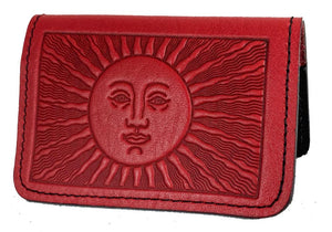 Oberon Leather Red Sun Business Card Holder, Money Stash