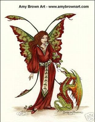 Amy Brown Sharing Berries Dragon Fairy Print