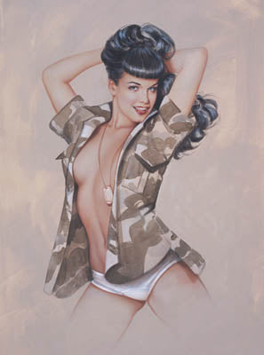 Bettie Page Special Ops Note Card by Olivia De Berardinis