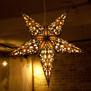 24" Paper Starlightz Lamp -- Rani Black & White Star Lantern