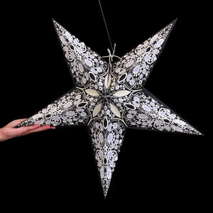 24" Paper Starlightz Lamp -- Rani Black & White Star Lantern