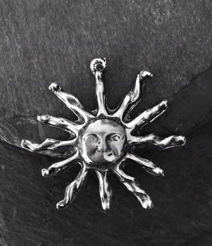 Pewter Sunburst Celestial Pendant Jewelry