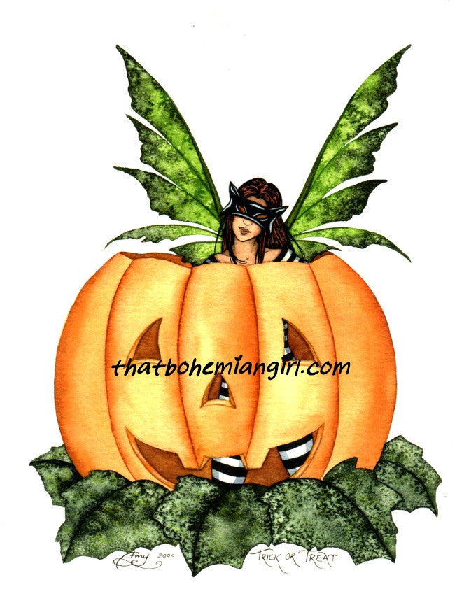 Amy Brown Halloween Fairy Pumpkin Trick or Treat Print